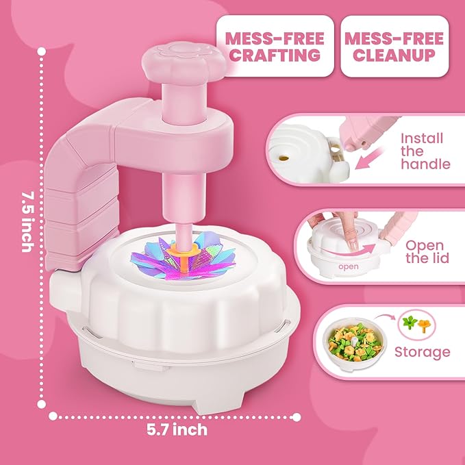 windpaint Toys for Girls 3 4 5 6 7 8 9 10 Years Old, DIY Craft Kits for Kids, Fabric Flower Bouquets for Girls Gifts, Educational Learning Detective Toys for Toddler Kids,Birthdays Gifts (Pink)