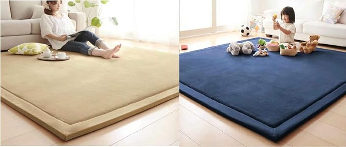 Stylish Coral Velvet Mat, V-mix Handmade weaving Plush Foam Play Crawling mat for Baby, Toddler, and Children Play Mat, Yoga Mat, Exercise Mat-Cushy- Soft & Thick Hypoallergenic, Non-toxic, Reversible