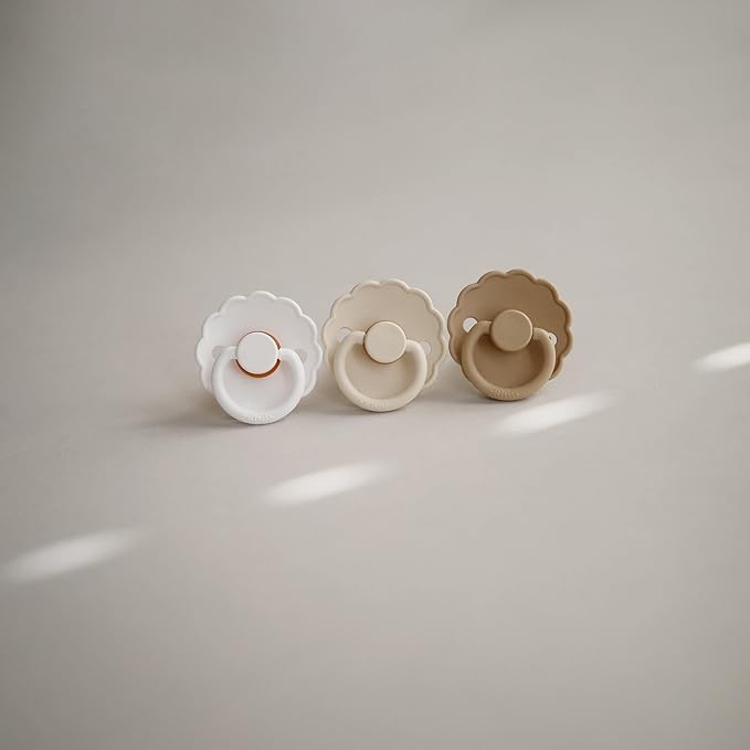 FRIGG Daisy SilkySoft Silicone Baby Pacifier | Made in Denmark | BPA-Free (Willow/Croissant, 6-18 Months)