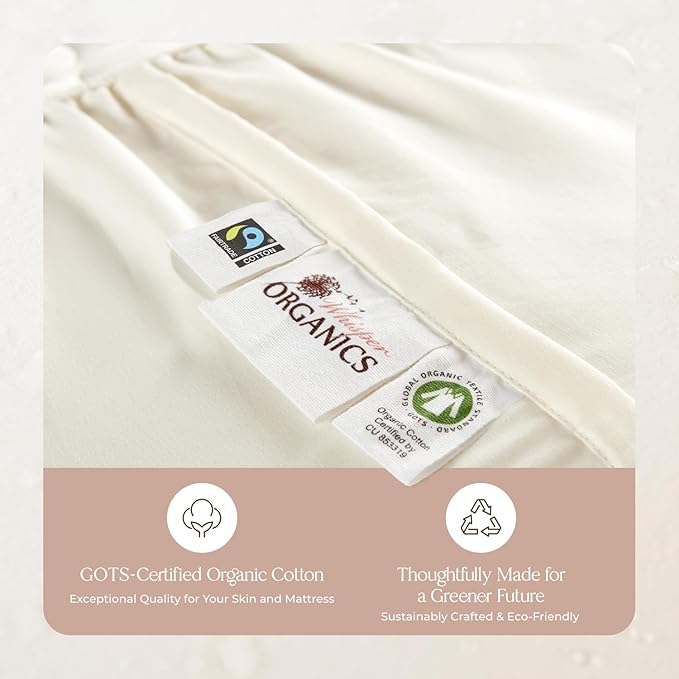 Organic Waterproof Mattress Protector Full Size - 100% Waterproof Mattress Pad with Quiet & Breathable Triple Layer Protection - Fairtrade & GOTS Certified Durable Machine Washable Design (Full)