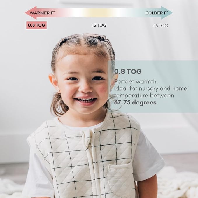 Tealbee Dreamsuit: Toddler Sleep Sack with Feet 2T 3T - 0.8 TOG Lightweight Baby Wearable Blanket for Walkers - Rayon Made from Bamboo, Organic Cotton Sleep Bag - Checkered