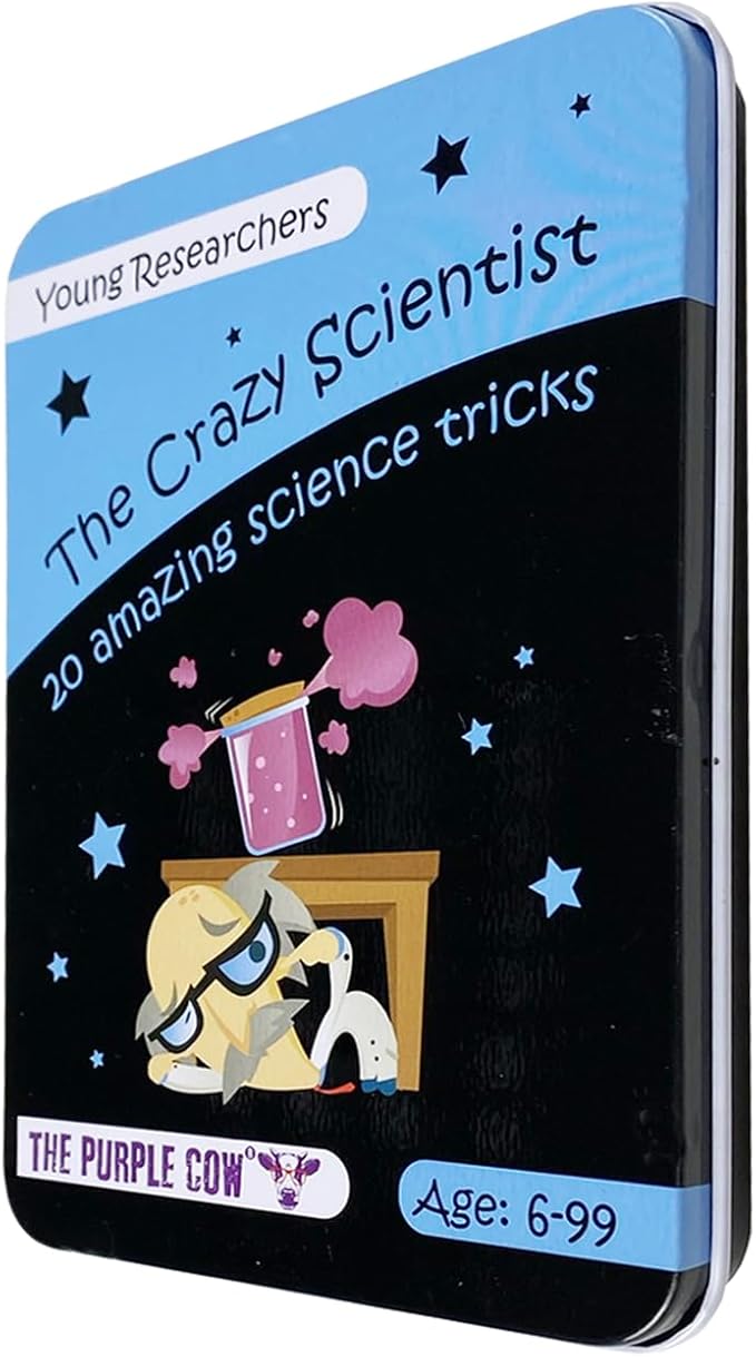 The Crazy Scientist Science Tricks Card Set - Young Researchers 20 Amazing Science Tricks. For Learning & Education - STEM Educational Games for Kids, Boys & Girls, with Instructions