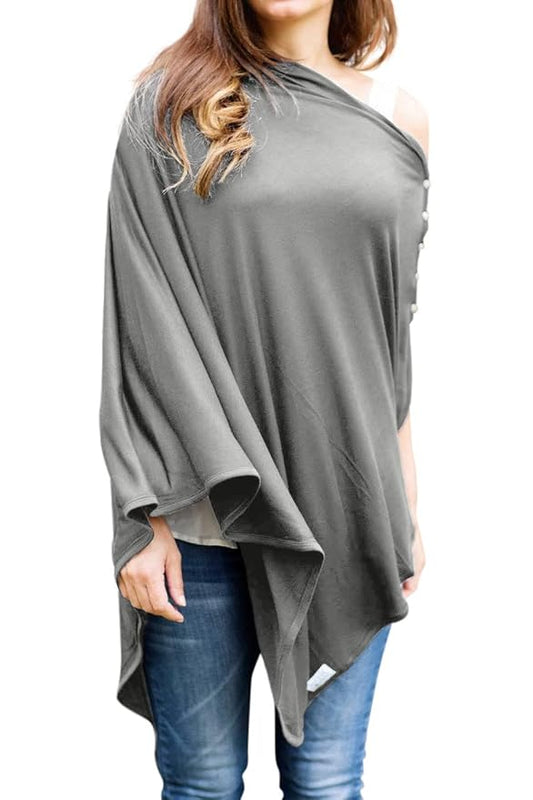 Byrd & Blume Maternity Nursing Cover Breathable Lightweight Breastfeeding Cover Wrap Shawl Scarf Poncho Full 360 (Gray, One size)
