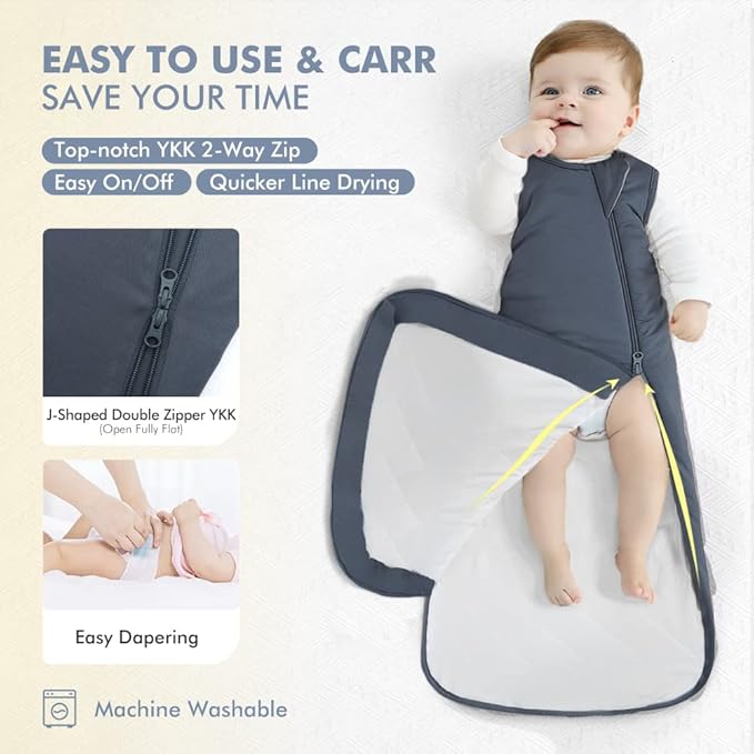 HAPIU Unisex Rayon Made from Bamboo Baby Sleep Sack TOG 1.0, 2-Way Zipper YKK, Wearable Blanket Baby