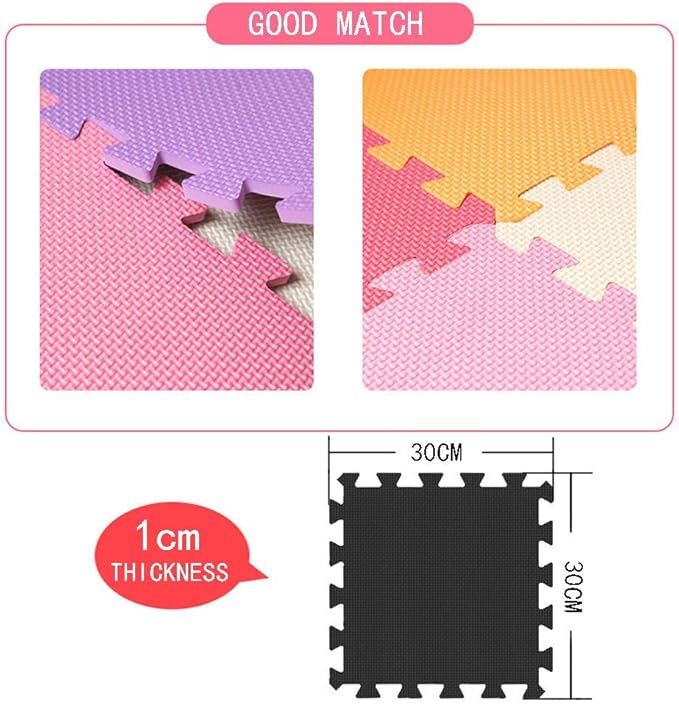 MQIAOHAM® 18 Pieces + 18 Edges Puzzle Play Mats, Soft Baby Play Mat, Kids Interlocking Foam Floor Tiles, Toddlers Carpet Playmats XZ301018-104112