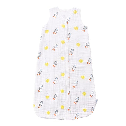 Toddler Sleep Sack for 2-4T Baby, Organic Cotton Wearable Blanket for Boys and Girls 0.5 TOG 2-Way Zipper Sleeping Sacks Soft 4 Layers X-Large Rocket