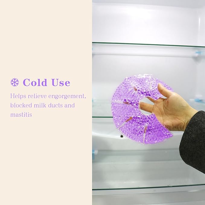 Hot/Cold Breast Gel Bead Ice Packs Breast Cooling/Heat Pads Relief for Breastfeeding, Nursing Pain, Mastitis, Engorgement, Swelling, Plugged Ducts | Boost Milk Let-Down & Production,2 Pack (Purple)