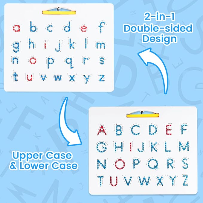 Magnetic Alphabet Tracing Board, ABC Magnetic Letter Board, Magnets Tablet Drawing Board Preschool Learning Toys for Kids