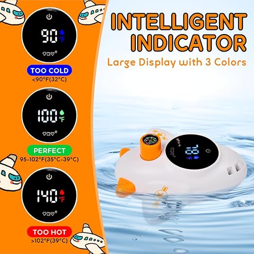 TKY Baby Bath Thermometer with Floating Toys - Digital Water & Room Temperature Monitor, Rechargeable Thermometer with Alerts for Newborn Bath Essentials, Infant Safety(TKYCD008)