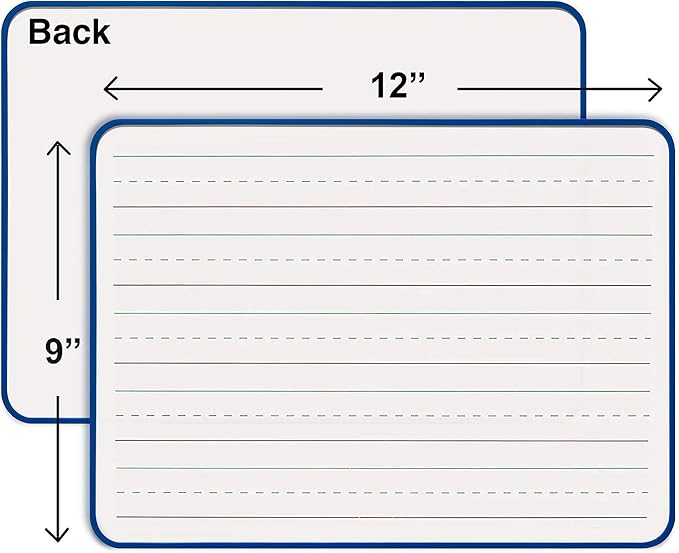 SCRIBBLEDO Magnetic Dry Erase Board, Double Sided 9" x 12" Small White Board, Ruled - Blank Blue Framed Mini Dry Erase Board, Portable Whiteboard for Kids, Great for School, Home & Remote Learning