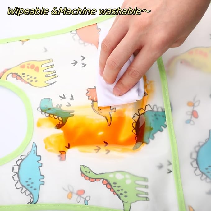 Baby bibs Waterproof Toddler bib - Feeding bib with Pocket for Infant Boy Girl Washable 6-36M