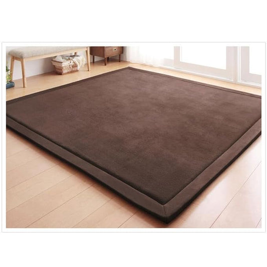 Loartee Coral Velvet Crawling Rugs Area Rugs Play Mat (6'8"x9'8", Coffee) for Toddler Children Yoga Exercise Pads Carpet