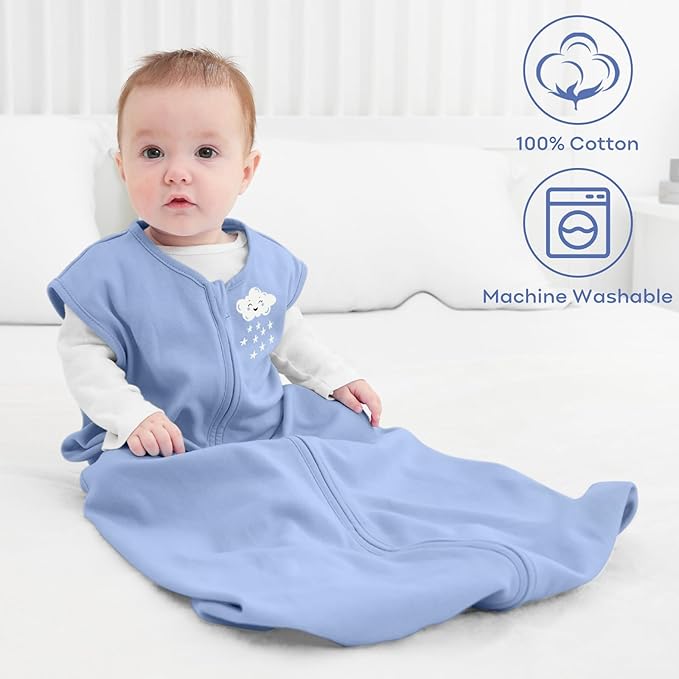 Yoofoss Baby Sleep Sack 6-12 Months Baby Wearable Blanket 100% Organic Cotton 2-Way Zipper TOG 0.5 Toddler Sleeping Sack 3 Pack, Lightweight Sleep Sacks for Babies