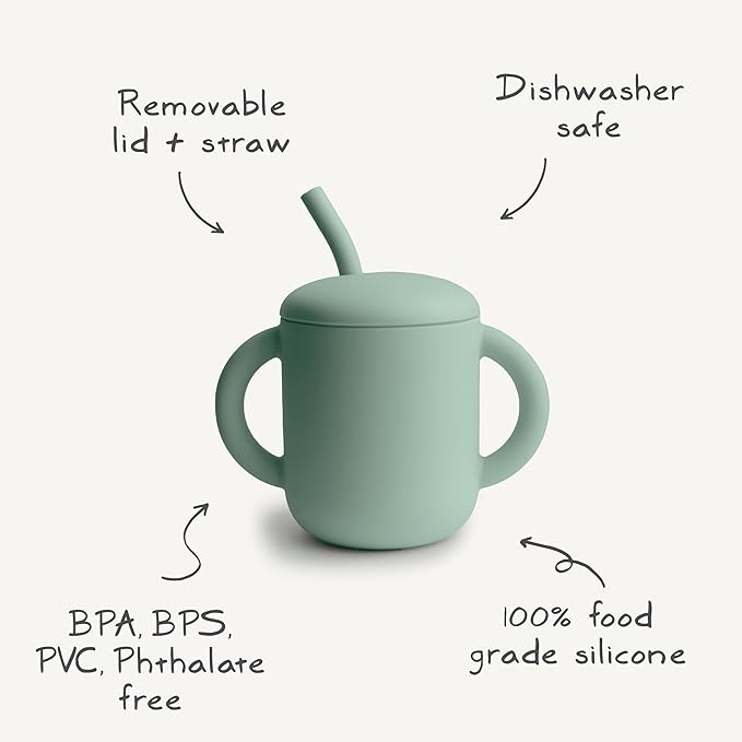 mushie 100% Silicone Training Cup & Straw for Toddlers | 6 Months+ (Dinosaurs)