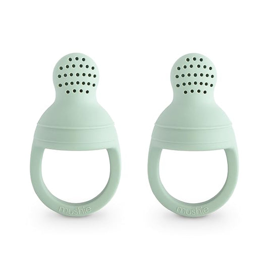 mushie Silicone Baby Fresh Fruit & Food Feeder Pacifier | 6 Months+ (Cambridge Blue)