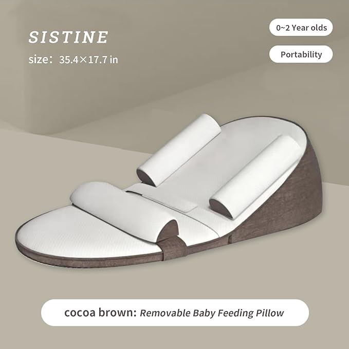 SISTINE Infants Feeding Pillow, Anti Overflow Feeding Pillow, Infants Multifunctional Feeding Support Pillow, Travel Portable, Cocoa Brown