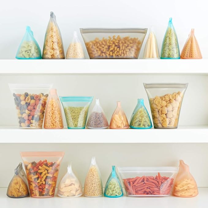 Zip Top Reusable Food Storage Bags | Large Cup [Lavender] | Silicone Meal Prep Container | Microwave, Dishwasher and Freezer Safe | Made in the USA