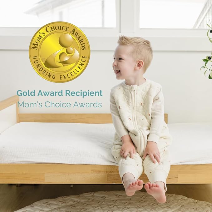 Tealbee Dreamsuit - Toddler sleep sack with feet 12-18 months, 18-24 months - 1.2 TOG All Season Baby Wearable Blanket for Walkers - Rayon made from Bamboo, Organic Cotton Sleep Bag - Moons Stars