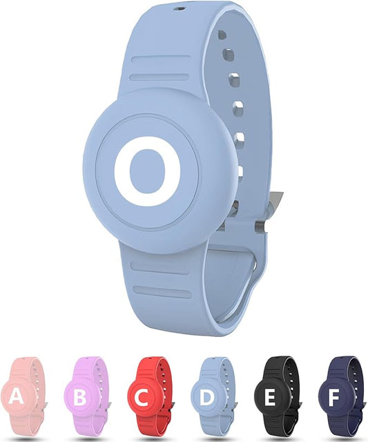 Waterproof Bracelet for AirTag Kids, Personalized Initial Letter Hidden Holder Compatible with Air Tag, Silicone Case for Airtag Adjustable Anti-Lost GPS Tracker for Toddler Child Elder, O
