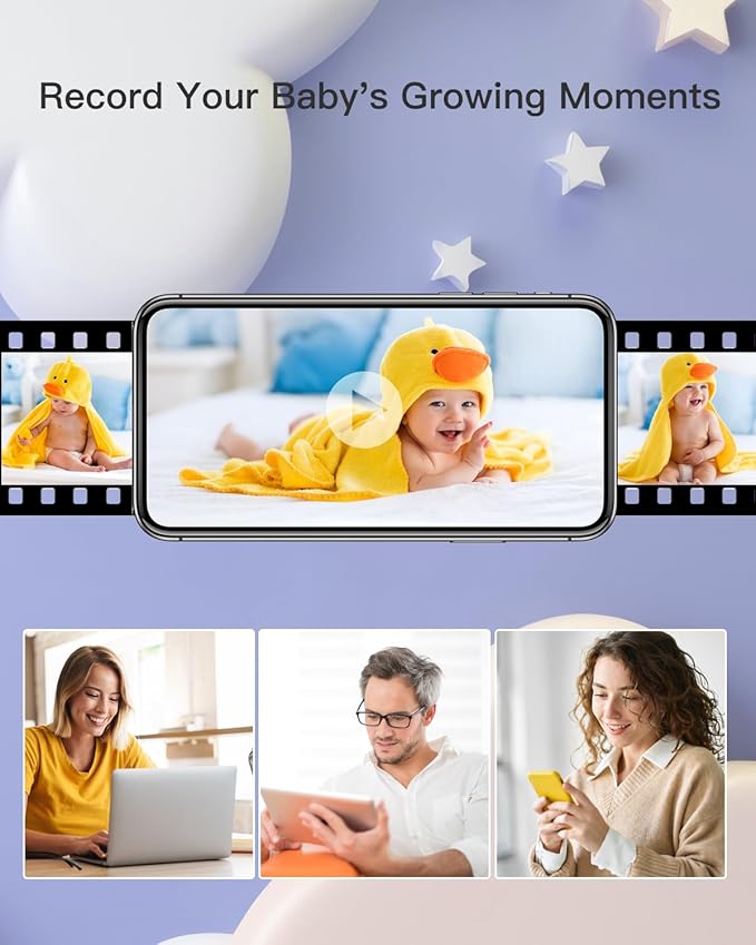 ARENTI Baby Camera Monitor, 2K/3MP WiFi 6, Smartphone App, Super Night Vision, Crying Detection, Auto Tracking, Temp&Humidity Sensor, Cloud&SD Card Storage (D3)