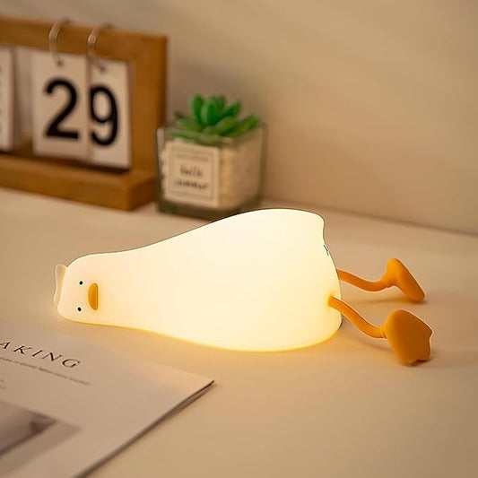 ATSUI Duck Night Light, LED Squishy Novelty Animal Night Lamp, Food Grade Silicone, 3 Level Dimmable Rechargeable Nursery Nightlight for Breastfeeding Toddler Baby Kids