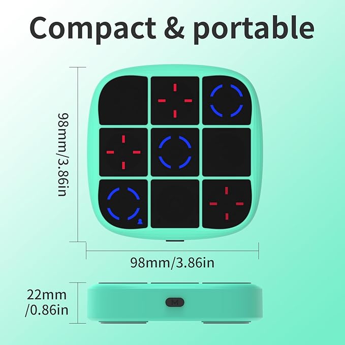 Tic-Tac-Toe Bolt Game, 4-in-1 Handheld Puzzle Game Console, Electronic Tic-Tac-Toe Toy, Educational and Memory Growth, Portable Travel Games for Car Ride, Board Games for Kids and Adults (Cyan)