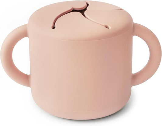 mushie Silicone Snack Cup | Spill Proof Food Container for Toddler and Baby (Blush)
