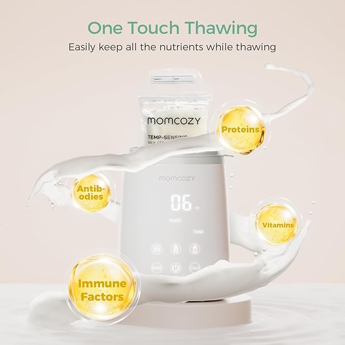 Momcozy Bottle Warmer, Fast Bottle Warmers for All Bottles with Timer, Accurate Temperature Control and Automatic Shut-Off, No Lid Required for Heating, White-Gray