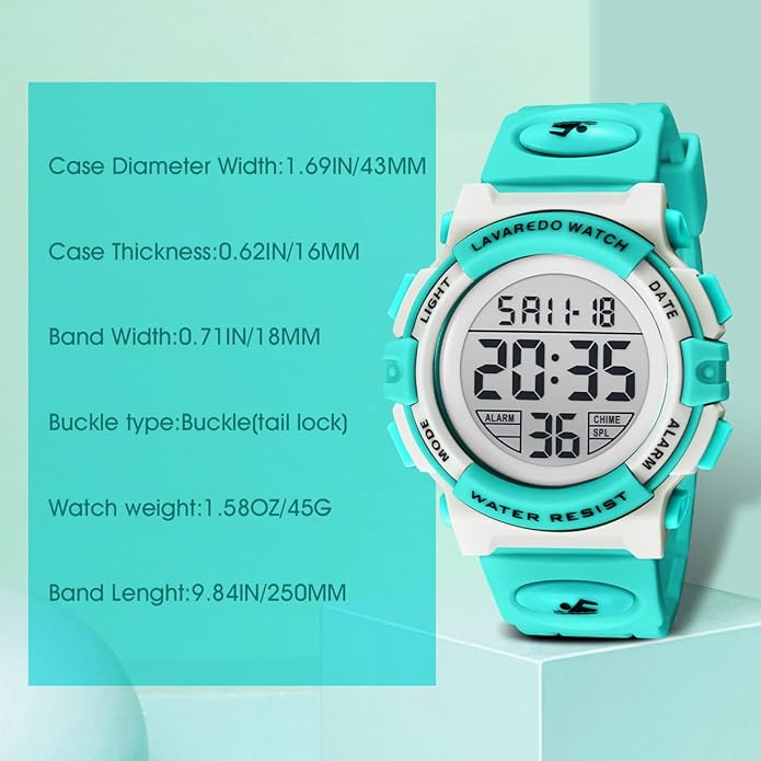 Kids Watch,Boys Watch for 3-15 Year Old Boys,Digital Sport Outdoor Multifunctional Chronograph LED 50 M Waterproof Alarm Calendar Analog Watch for Children with Silicone Band,Kids Gift