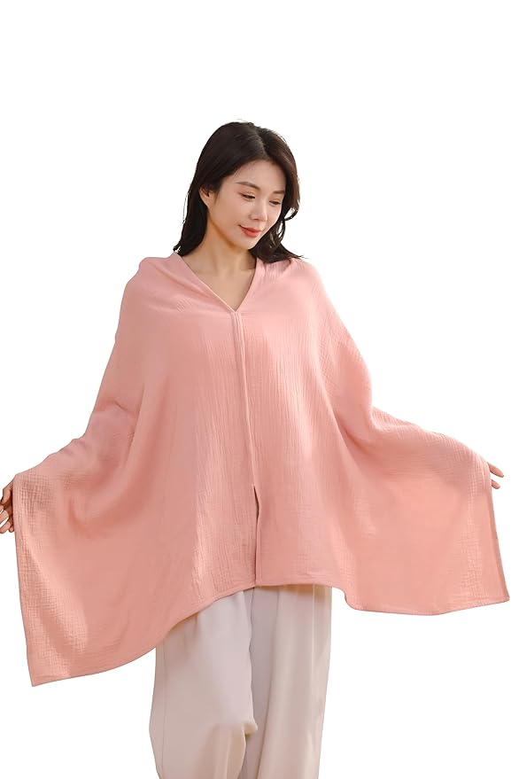 2-Pack Nursing Covers for Breastfeeding, 100% Organic Cotton Muslin Breastfeeding Cover, Multi-Use Nursing Scarf, Car Seat Canopy, Stroller Cover, Soft Breathable Baby Blanket Pink