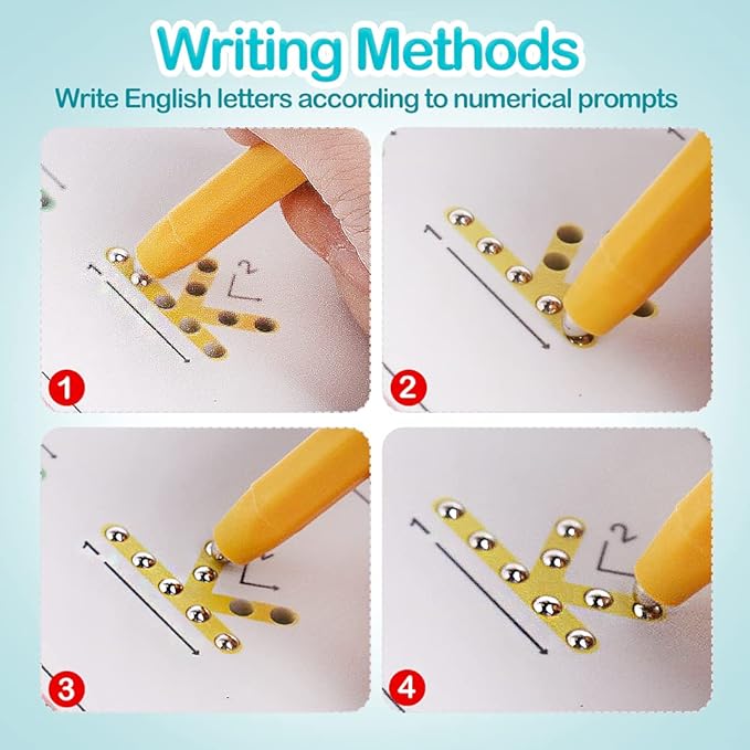 USATDD Magnetic Letters Practicing Board,Tracing ABC Alphabet Magnet Drawing Board Educational Preschool Practice Learning to Write Toys Montessori Uppercase&Lowercase Gift for Kids Toddlers