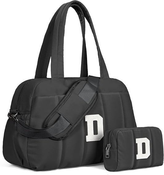Women Duffle Bag with Initial, Personal Item Travel Bags，Gifts for Granddaughter-Gym Bag with Wet Pocket，Lightweight Travel Bags Personalized Tote with Makeup Pouch