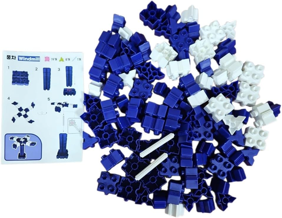 STEM Toys for Kids Ages 3 Bright 2025 | Educational Building Blocks Set | 102-Piece BPA-Free Plastic | Enhances Creativity & Fine Motor Skills | Includes Instruction Booklet - Navy