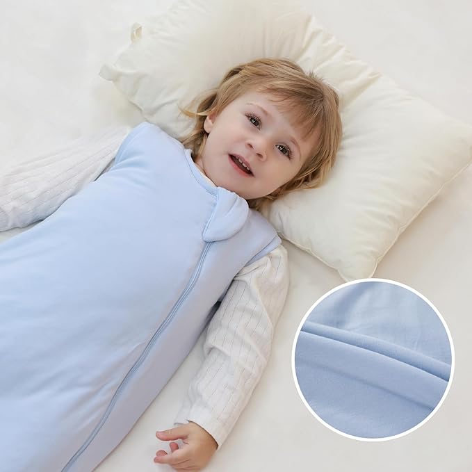 Mosebears Unisex Baby Sleep Sack 1.0 TOG, Supersoft Rayon Made from Bamboo Wearable Blanket with 2-Way Zipper (Sage&Blue,6-18 Months)