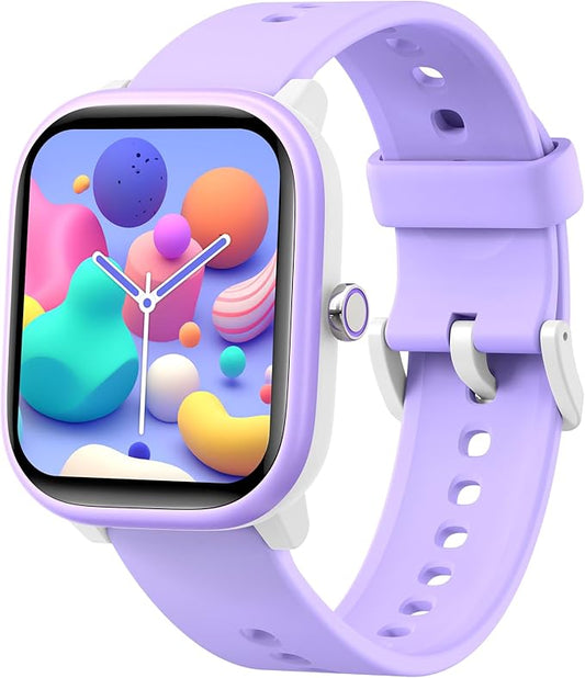Kids Wach for Girls Boys 6-15 Year Old - Smart Watch for Kids 1.8" Fitness Tracker,No Phone needed,Pedometer Sleep Monitor Heart Rate Waterproof,Puzzle Game for Girls Boys Teens Birthday Gift (Purple)