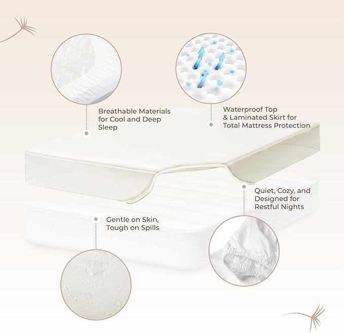 Organic Waterproof Mattress Protector Twin Size - 100% Waterproof Mattress Pad with Quiet & Breathable Triple Layer Protection - Fairtrade & GOTS Certified Durable Machine Washable Design (Twin)