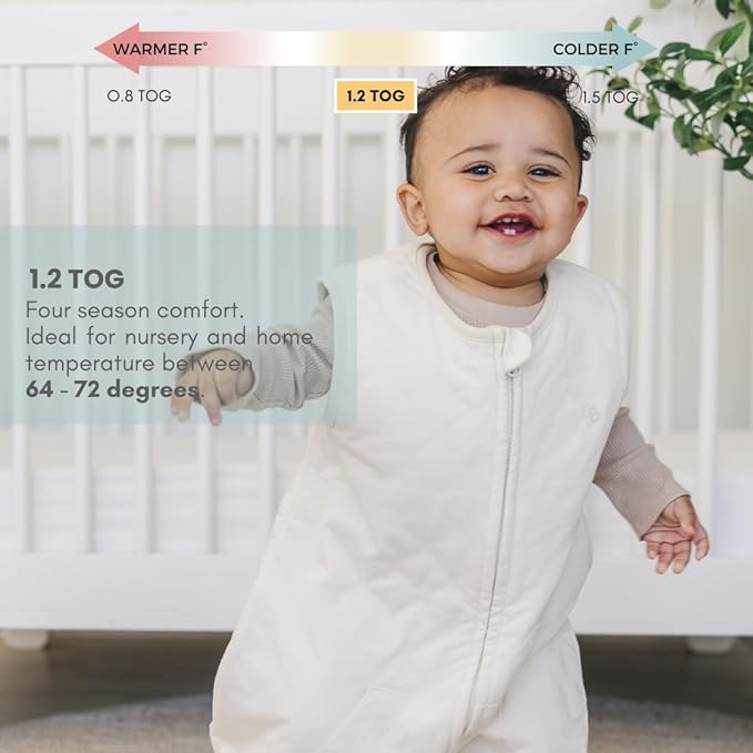 Tealbee DREAMSUIT: Toddler Sleep Sack with Feet 12-18 months, 18-24 months - 1.2 TOG All Season Baby Wearable Blanket for Walkers - Rayon made from Bamboo, Organic Cotton Sleeping Bag - Undyed