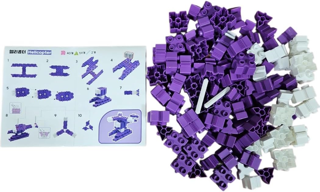 STEM Toys for Kids Ages 3 Bright 2025 | Educational Building Blocks Set | 102-Piece BPA-Free Plastic Construction Kit | Creativity & Fine Motor Skills | Instruction Booklet - Purple