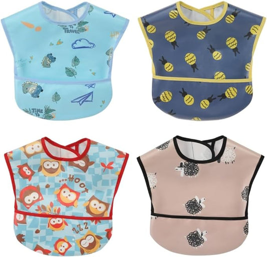 Baby bibs Waterproof Toddler bib - Feeding bib with Pocket for Infant Boy Girl Washable 6-36M