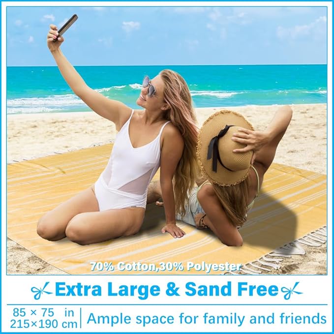 Oversized Turkish Beach Towel Blanket XXL Cotton Sandproof Towels Boho Woven Extra Large Big Sand Free Giant Throw Thick Blankets Huge Quilt XL Picnic Camping Necessities Cloud For Adult Gifts