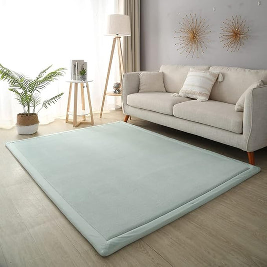 Loartee Nursery Rug Coral Velvet Crawling Rugs Mat Area Rugs Play Crawling Mat(6'7"x9'2", Light Green) for Toddler Children Play Mat Yoga Mat Exercise Pads Carpet
