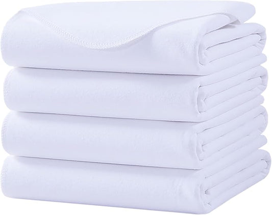 Washable Underpads, 34" x 52" (Pack of 4) Extra Heavy Absorbency ,100% Waterproof Mattress Protector,Flannel Cotton Underpads for Kids, Adults,Pets,Bed, Couch, Sofa, Floor,Home