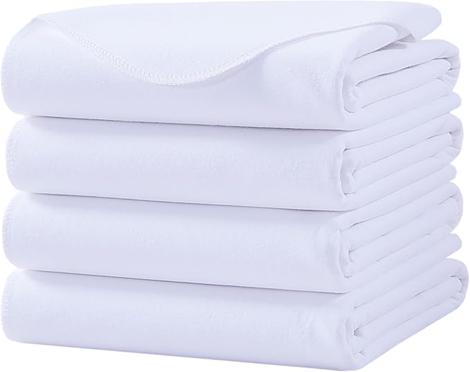 Washable Underpads, 24" x 24" (Pack of 4) Extra Heavy Absorbency ,100% Waterproof Mattress Protector,Flannel Cotton Underpads for Kids, Adults,Pets,Bed, Couch, Sofa, Floor,Home