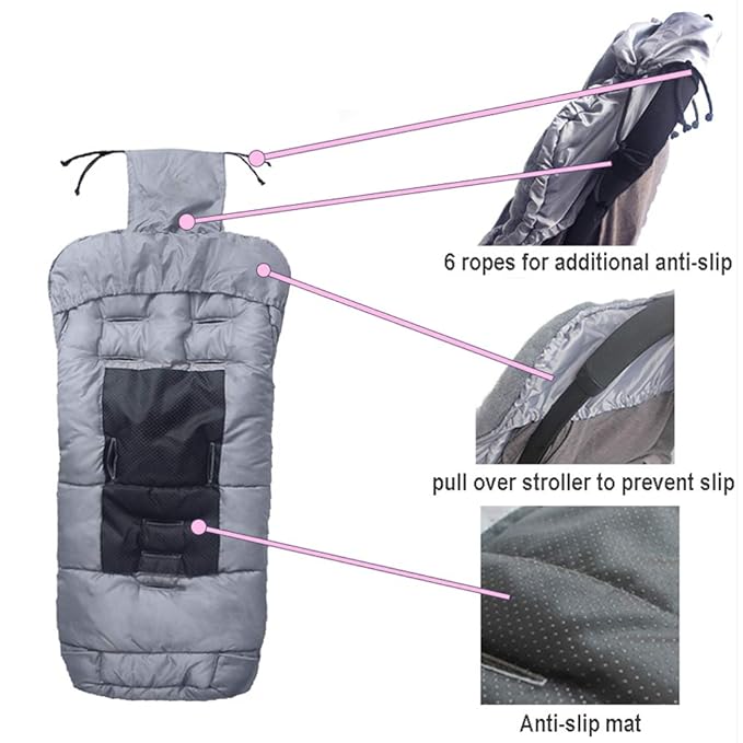 Anti-Kick Winter Water Proof Cozy Warmer Baby Footmuff Fits for Most of Strollers, Jogger, Reversible from Blanket to Sleeping Bag, Strap Position Adjustable,Safe and Practical Featurs