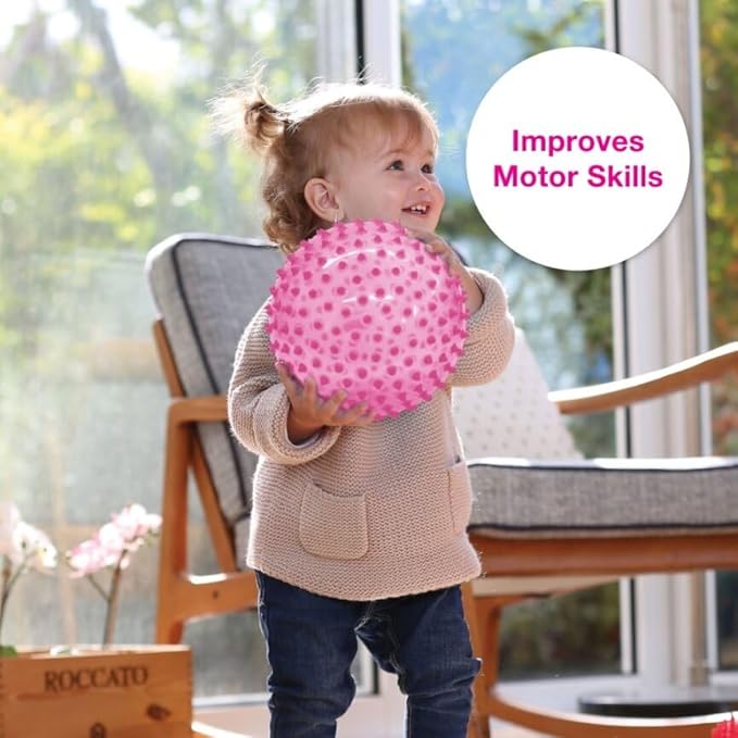 Edushape Original Sensory Ball - 7" Transparent Pink Baby Ball for Gross Motor Skills Development (6 Months & Up)