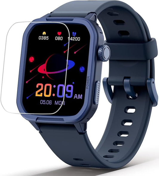 Smart Watch for Kids No Phone Needed, Tempered Glass Fitness Tracker Boy Teens with 19 Sport Modes, Pedometer, Sleep Monitor, Kids Watch Birthday Gifts Toy Gift for Girls Boys 6-16 (Blue)