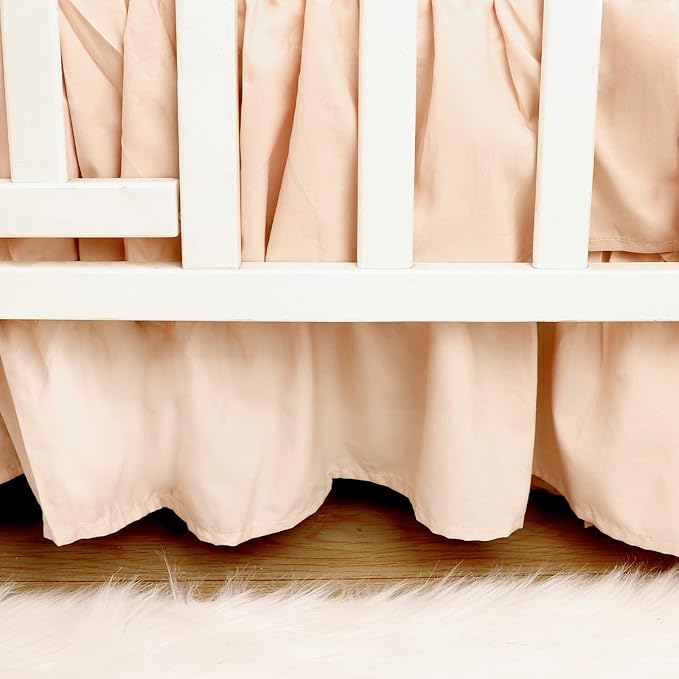 4-Piece Crib Bedding Set for Girls, Boho Baby Girl Bedding Set with Crib Skirt, Baby Quilt, Crib Sheet and Diaper Stacker, Flower