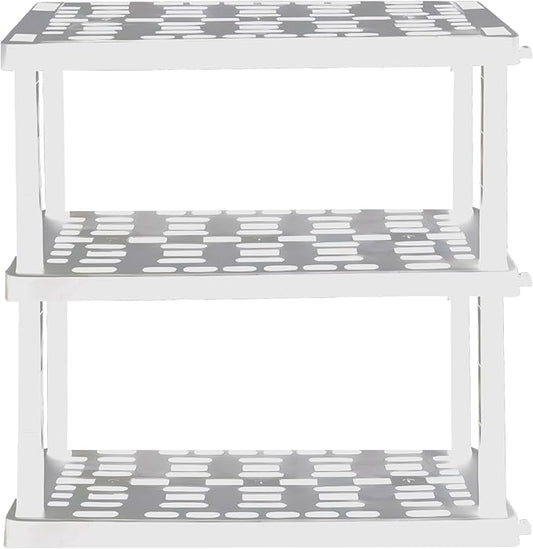 Oskar Storage Shelves - Bathroom Wall Organizer, Kids Room Toys Book Shelf, No Drill Heavy Duty, Kitchen Closet Garage Outdoor 3 Tier Stackable Plastic Shelving Unit