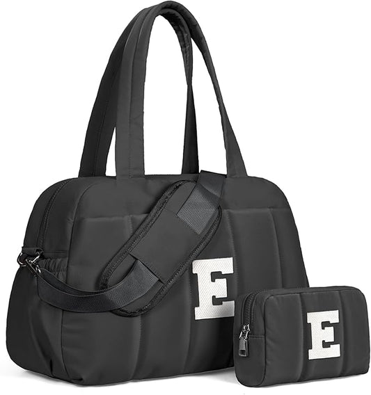 Women Duffle Bag with Initial, Personal Item Travel Bags，Gifts for Women-Gym Bag with Wet Pocket，Lightweight Travel Bags Personalized Tote with Makeup Pouch