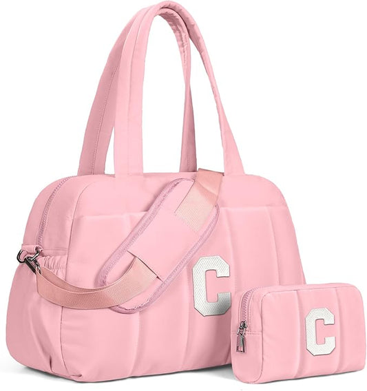 Gifts for Daughter, Duffle Bag for Travel, Weekender Bags for Women，Initial Overnight Bag with Wet Pocket，Lightweight Travel Bags Personalized Gym Tote with Makeup Pouch